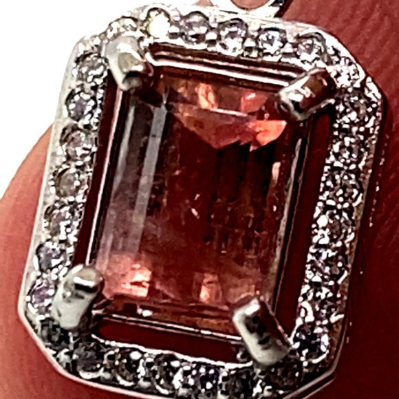 Red Tourmaline 2.02ct White Gold Silver Pendant - Picture 2 of 7